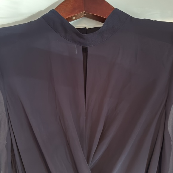 NWT Hobbs Vera long sleeve wide leg jumpsuit in navy blue with wrap tie - Picture 3 of 16